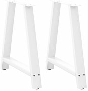 4012857 vidaXL Крака за трапезарна маса, А-образни, 2 бр., бели, 80x(72-73) см, стомана