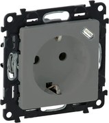 Legrand Контакт ШУКО 2P+E 16A + USB тип C 1.5A 7.5W цвят Алуминий Valena Life - 753335