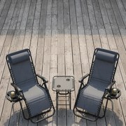 Комплект от 2 накланящи се градински стола с маса - сив