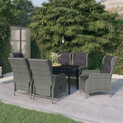 3099646 vidaXL Градински трапезен комплект, 7 части, светлосив