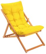 Градински шезлонг жълт/бук
