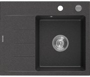 Mexen Ben гранитна мивка с една камера с отцедник, дясна 600 x 500 мм, черна на