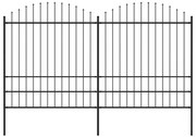 Sonata Градинска ограда с пики, стомана, (1,75-2)x3,4 м, черна