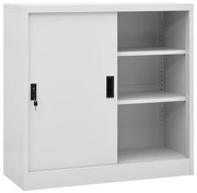 335951 vidaXL Офис шкаф с плъзгаща се врата, светлосив, 90x40x90 см, стомана