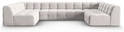 Ъглов диван от светлосиво кадифе (U-образен) Kendal - Micadoni Home