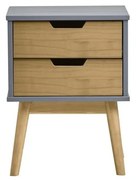 Сиво-кафяво нощно шкафче, изработено от масивна борова дървесина Baku - Marckeric