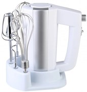Миксер Rosberg R51110KB, 300 W, 5 скорости + Турбо, Поставка за аксесоари, Бял/сребрист