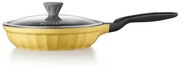 Тиган BUYDEEM CP151, 25 см, Стъклен капак, Лят алуминий, Без PFOA, Незалепващо покритие, Жълт