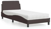 3208327 vidaXL Легло с матрак, тъмнокафяво, 90x200 см, плат