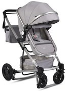 Комбинирана детска количка Gigi MONI с люлеещ механизъм- светло сива