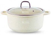 Тенджера Goldmann GM-0324B, 4.5 л, 24 см, Мраморно покритие, Стъклен капак с отвор за пара, Индукция, Бежов