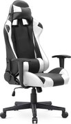 Офис игрално столче Alonso от PU кожа в бял - черен цвят 67x70x125/135см.
