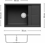 Leks UNICO PLUS BB 78.1 SI Композитна мивка за вграждане