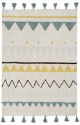 Кремав ръчно изработен памучен детски килим подходящ за пране 140x200 cm Azteca Vintage Blue – Lorena Canals