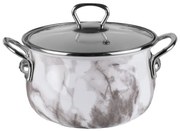 Разопакован: Тенджера Goldmann GM 8017-24W, 24х15 см, 6.2 литра, Емайлирана, Хромирани дръжки, Индукционен, Бял/Мрамор