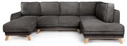 Сив сгъваем ъглов диван от рипсено кадифе (десен ъгъл/"U" форма) Tori – Bonami Selection