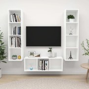 3079754 vidaXL Комплект ТВ шкафове от 3 части, бял, инженерно дърво