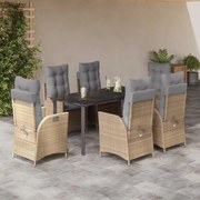 3213270 vidaXL Градински комплект с възглавници, 7 части, бежов полиратан