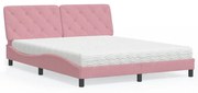 3208669 vidaXL Легло с матрак, розово, 160x200 см, кадифе
