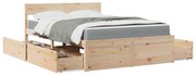 3281901 vidaXL Легло с чекмеджета и матрак, 120x200 см, бор масив