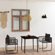 3099083 vidaXL Градински трапезен комплект, 3 части, черен