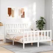 3192462 vidaXL Рамка за легло с табла бяла Small Double масивна дървесина