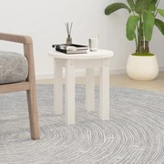 822338 vidaXL Кафе маса, бяла, Ø 35x35 см, борово дърво масив