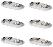 Комплект от 6 заоблени вградени спота бели GU10 70mm 2-Light - Hubs