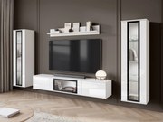 Комплект за Всекидневна Каро-Бял-Бял Лъскав