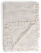 Кремаво покривало за легло от рециклиран памук 260x280 cm Honeycomb – Ixia