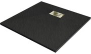Mexen Hugo квадратен душ кабинар SMC 90 x 90 см, черен, капак злато - 42709090-G