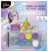 Kidea - Еднорог комплект за декорация с боички за лице 6 цв.
