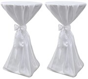 241188 vidaXL Покривки за маса с панделка, 70 см, бели – 2 броя