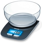 Кухенска везна с купа Beurer KS 25, 3кг., 1.2 литра, Дигитален дисплей, Безцветен/Черен