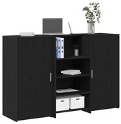 3324197 vidaXL Приемно бюро, черно и дъб, 155x50x103,5см, инженерно дърво