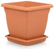 Квадратна саксия Villa - 40 х 36 х 40 см - Кафява