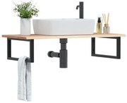 3302601 vidaXL Стенен рафт за мивка, стомана и масивно дърво дъб