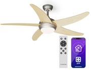 Klarstein Bolero 2 в 1 Smart, вентилатор за таван, Ø 132 cm, светлина 55 W, дистанционно управление, управление чрез приложение, двупосочно управление