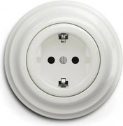 Kliklap - Ретро розетка за домашна инсталация с рамка SCHUKO 230V/16A бяла