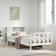 3321683 vidaXL Легло с етажерка за книги, без матрак, 100x200 см, бор масив