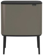 Кош за боклук Brabantia Bo Touch 651113, 11+23 л, Плавно и безшумно отваряне, Голям отвор, Сив