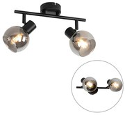 Арт Деко плафон черен с димно стъкло 2 светлини - Vidro