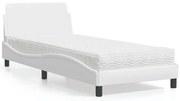 3208338 vidaXL Легло с матрак Dover, бяло, 90x200 см, изкуствена кожа