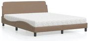 3208441 vidaXL Легло с матрак Dover, капучино, 160x200 см, изкуствена кожа