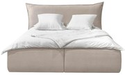 Бежово тапицирано двойно легло с място за съхранение с решетка 160x200 cm Jade - Bobochic Paris
