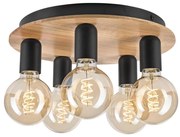 Плафон DUSTY 5xE27/15W/230V Ø 34 см дъб/черен