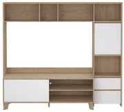 TV комплект от дъбов декор в бял и естествен цвят 209x183x48 cm Next – Tvilum