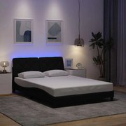 3310666 vidaXL Рамка за легло със светодиод без матрак, черна, 140x190 см плат