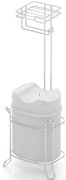 Стояща поставка за тоалетна хартия TEKNO TEL MG-098WK , с кошче , хром-бяло