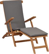 47409 vidaXL Стол за веранда с възглавница, тъмносив, тиково дърво масив